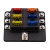 Protective Components Fuses and Accessories for Car Blade Fuse Box Holder 6 Ways Modified Terminal Block with LED Warning Light Electronic Accessories