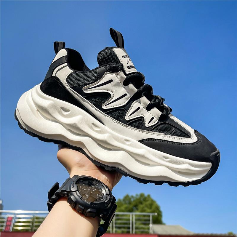 

Casual Male Shoes Dress for Men Fashion Mesh Leather Breathable Shoe Original Man Sneakers Deals Comfortable Outdoor Thick Sole 39 чёрный