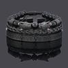 Luxury Black Stone Beads Leopard Head Man Bracelet Enamel Stainless Steel Roman Bangles Women Jewelry 3 pieces make a set