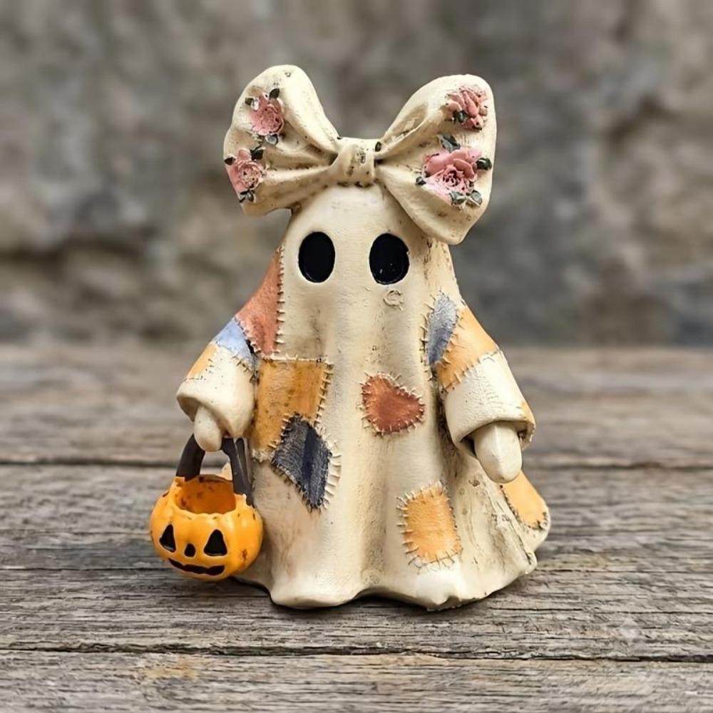 Halloween Ghosts Patchwork Desk Decor Ornament Kawaii Vintage Resin Mini Ornament Room Home Decor Party Gift Home Accessories