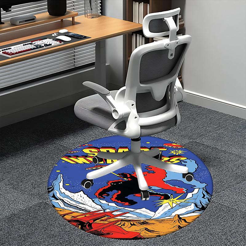 Space Invaders Video Game Art Chair mat Round Rug-Office carpet, Machine Washable, Non-slip, Suitable for Living Rooms, Bedrooms