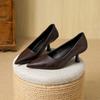 106-2 Pointed Head Shallow Mouth Single Shoes 2025 New Spring Soft Leather Thin Heel Black Professional Work Women's Shoes