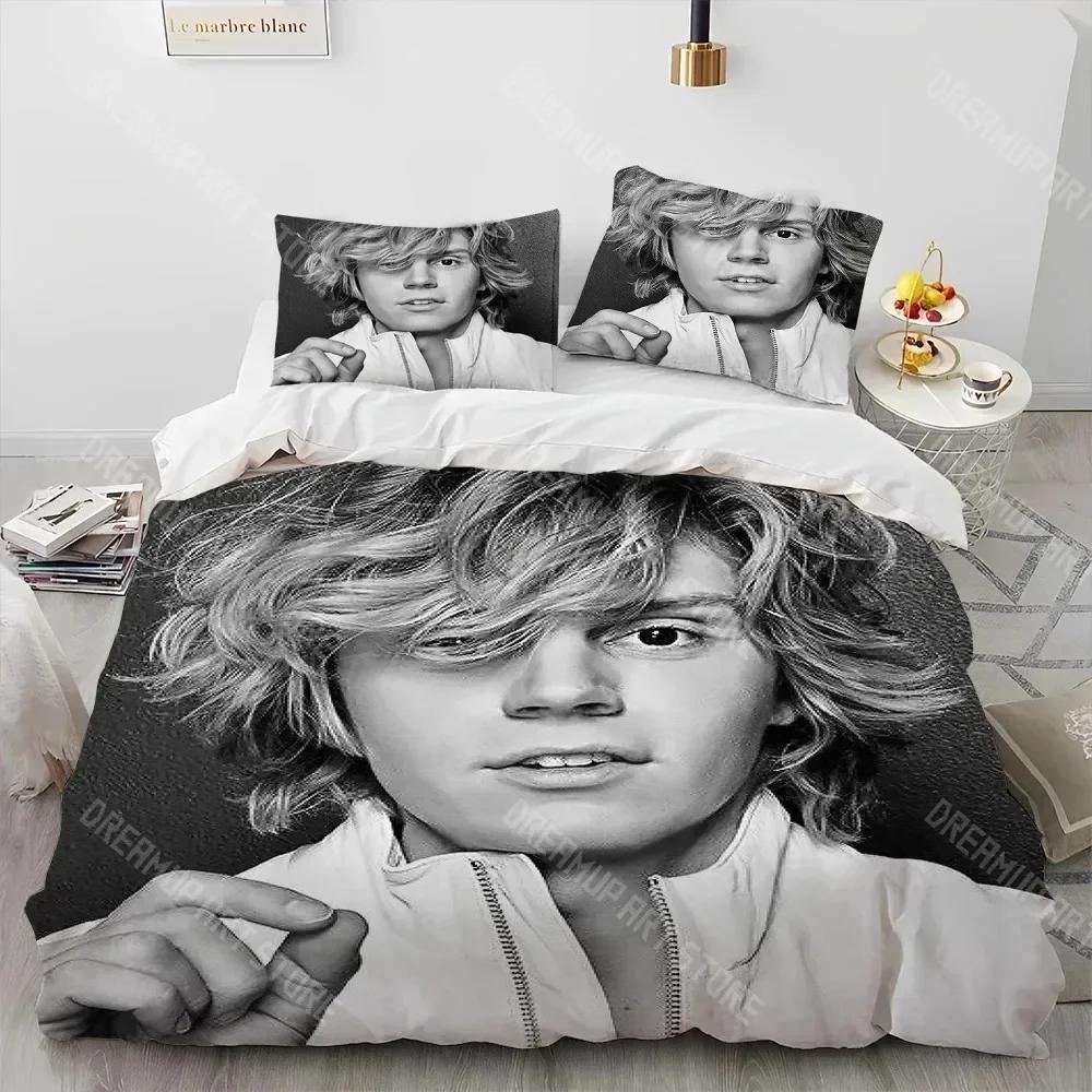 Süßes Evan Peters Film TV Schauspieler Bettdecke Bettwäsche-Set, Bettbezug Bett-Set Steppdeckenbezug Kissenbezug, King Queen Size Bettwäsche-Set