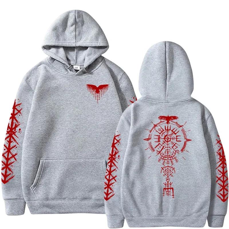 Ancient Viking Raven Print Hoodie Male Daily Casual Fashion Sporty Coats 2025 Autumn New Arrival Men's Sweatshirt High Quality