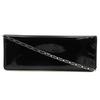 ChainShoulder Shoulder Bag 21-4384 2-way Clutch Black Enamel Women Used