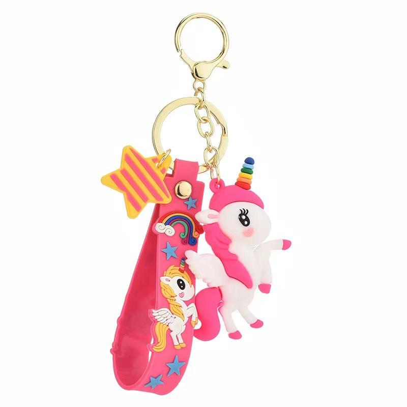 Unicorn Keychain Set with Soft PVC Strap and Metal Ring Durable Decorative Accessory for Bags and Keys Multiple Designs Included