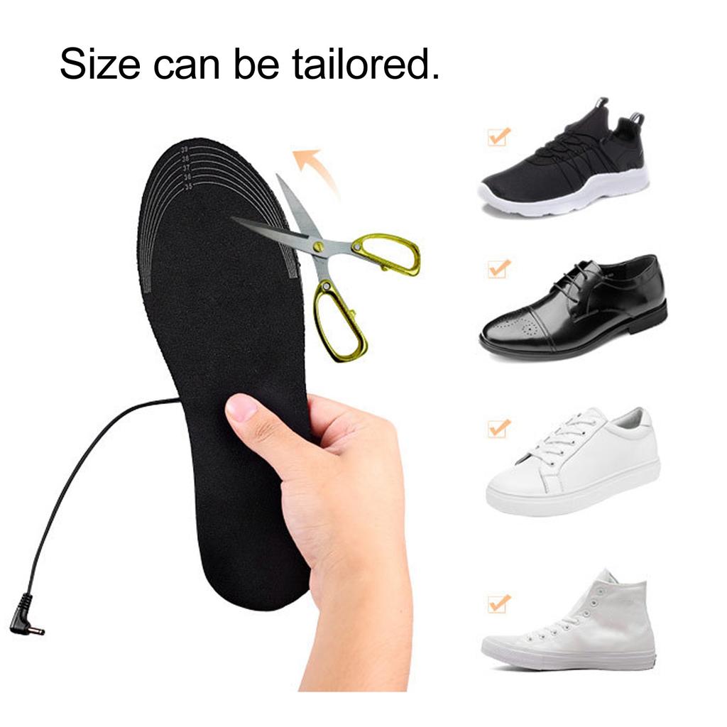 2Pcs Heated Insoles L Size USB Plug In Washable Foot Warmer Electric Heated Soles for Men