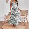 European and American summer fashion French sexy suspender print dress