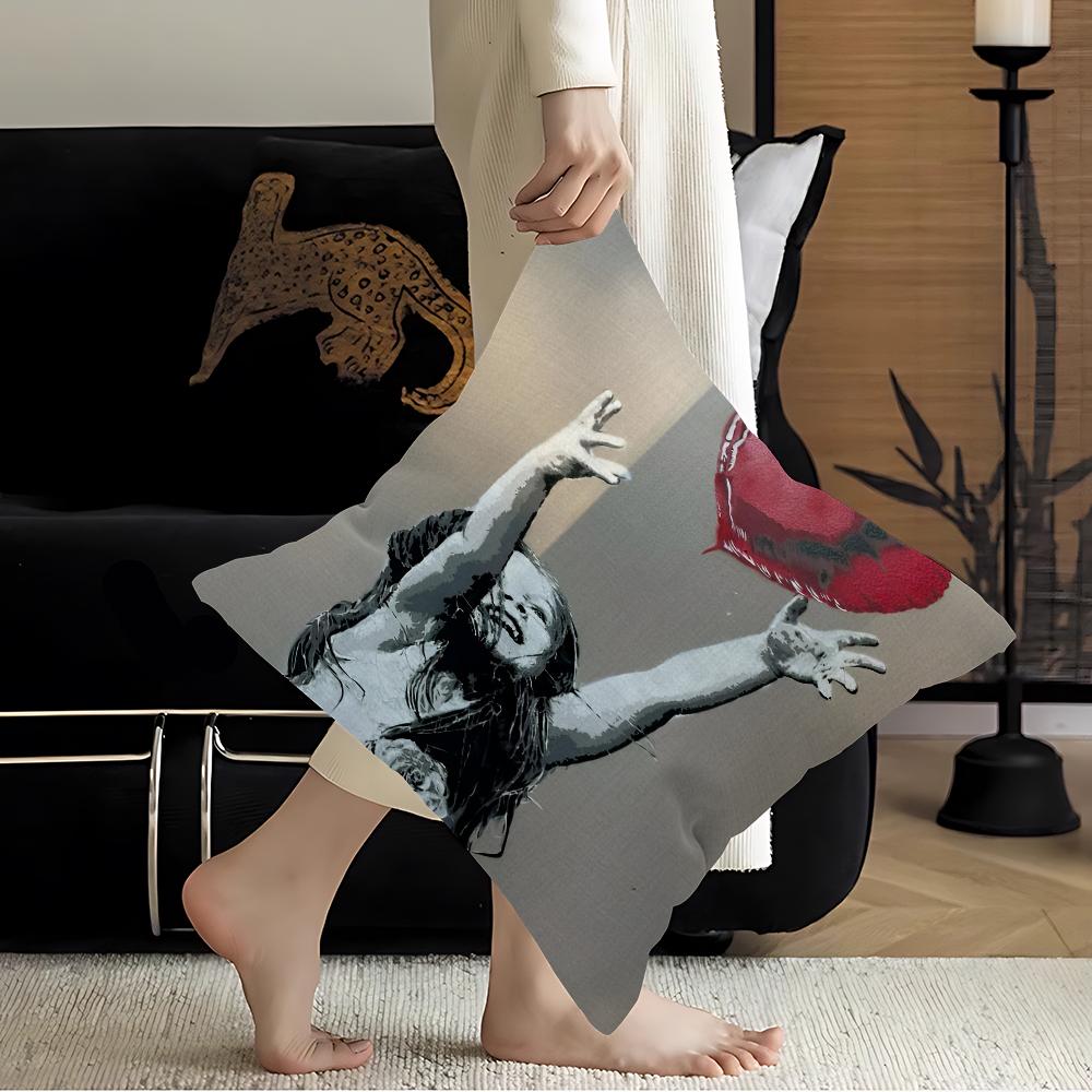 

B-Banksyes Artwork Pillow Gift Home Office Decoration Bedroom Sofa Car Cushion Cover Case 45x45 16x16Inch
