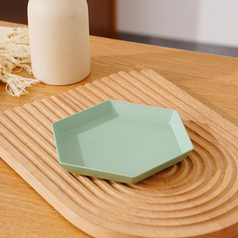 Wheat Straw Round Vegetable Plate Household Large Vegetable Plate Set Drop-Resistant Snack Plastic Plate Fruit Plate Plate