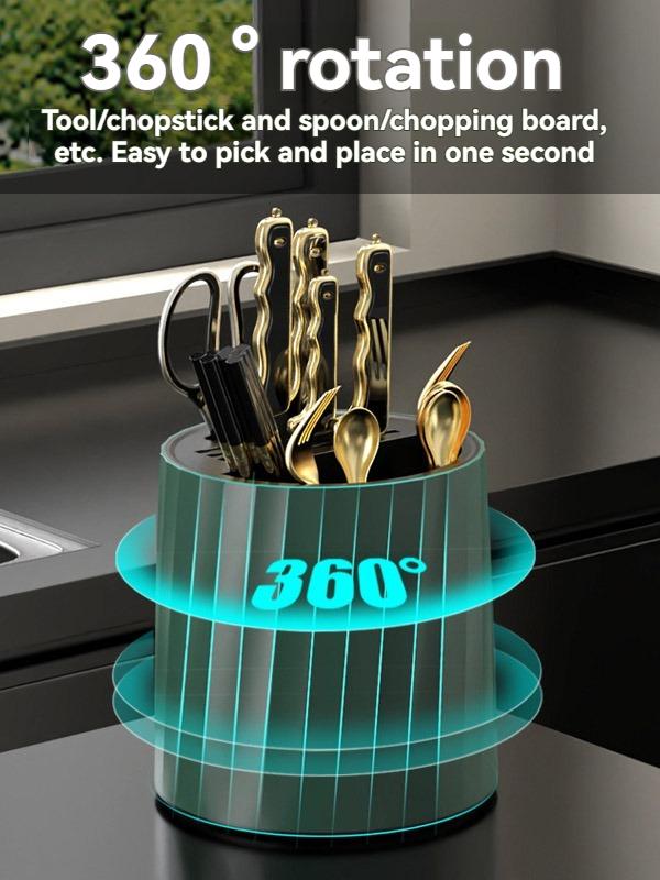 Stojan na otočný nůž Multifunkční Stojan na otočné nože Odnímatelné hůlky Nádrž na příbory Nádrž na nádobí Kuchyňské nářadí