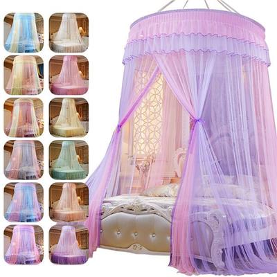 Romantic Princess Dome Mosquito Net Gradient Double Colors Lace Bed Canopy Three-door Hanging Bed Net