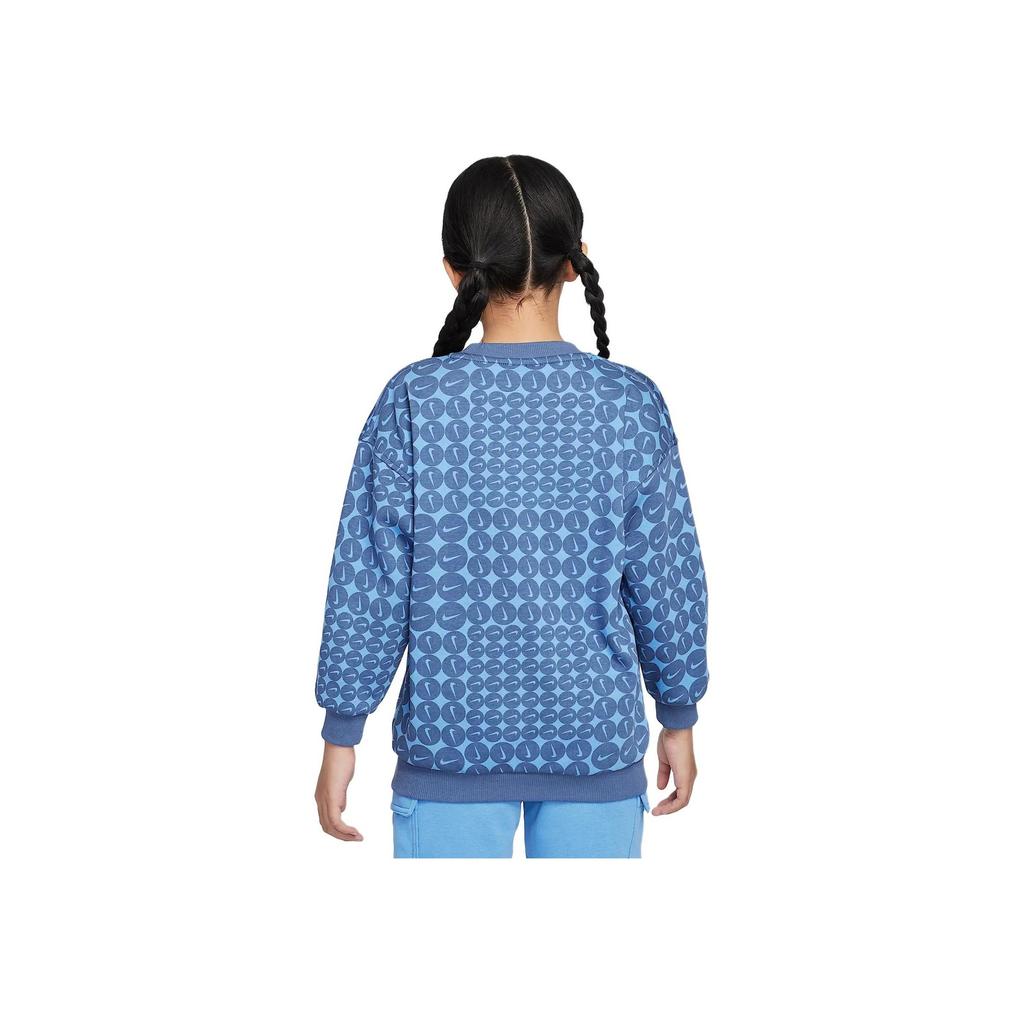 Nike Sportovní mikina Club Fleece s kulatým výstřihem Pohodlná Měkká Dětské topy Finn-Blue Bílá HF8209-491