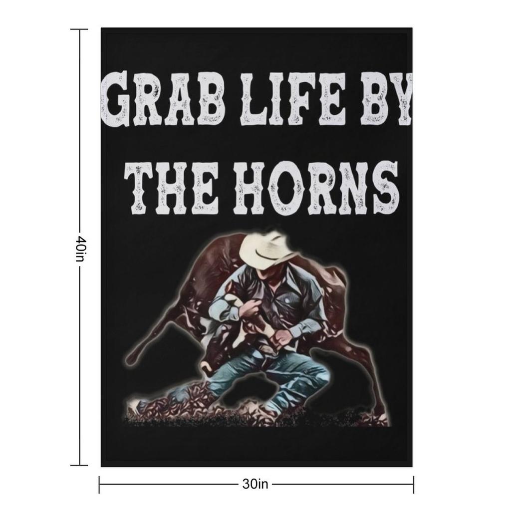 Grab Life By The Horns - Steer Wrestler Throw Blanket Soft Plaid Decorative Beds Luxury Throw Tourist Blankets