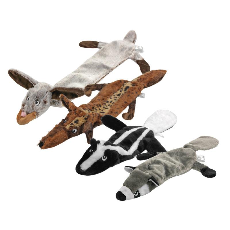 4 Pack Plush No Stuffing Double Squeaker Dog Toys