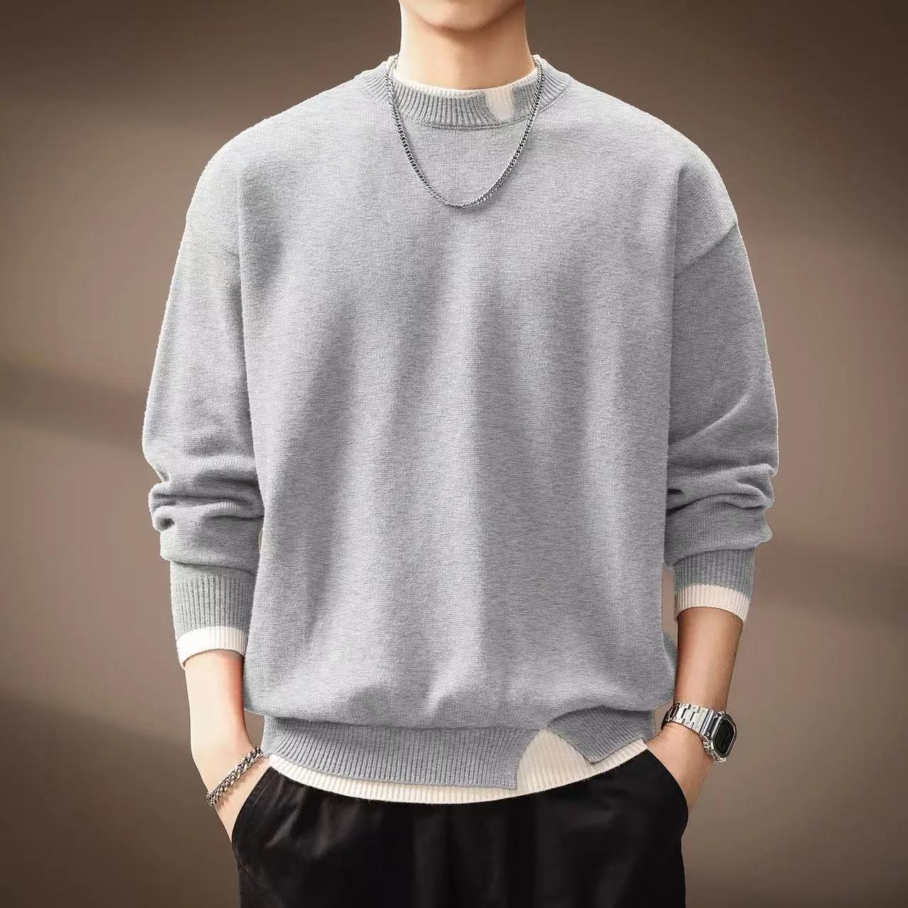 

Осень Зима Мужской Вязаный Свитер с Круглым Вырезом Мужские Свитера-Двойки Мужские Толстые Пуловеры Мужские Повседневные Теплые Пуловеры XXL темно серый