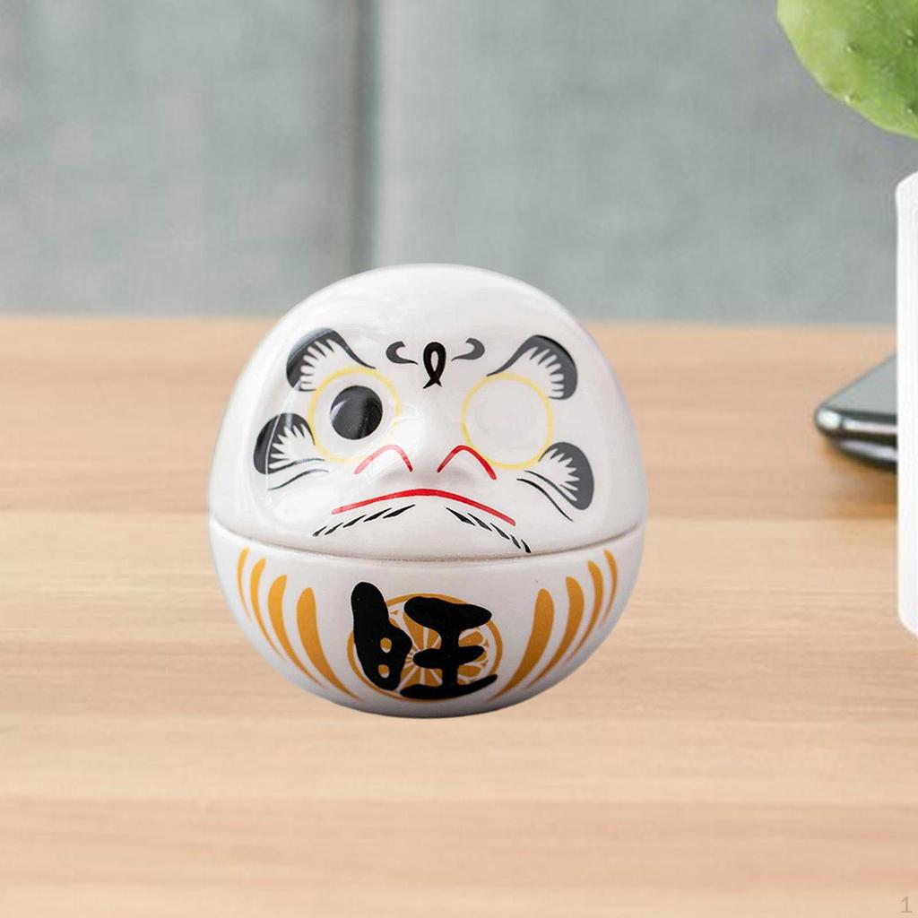 Kleine Keramik Daruma Puppe Japanische Kunst Skulptur Sammlerstück Tischmittelstück Dharma Dekoration