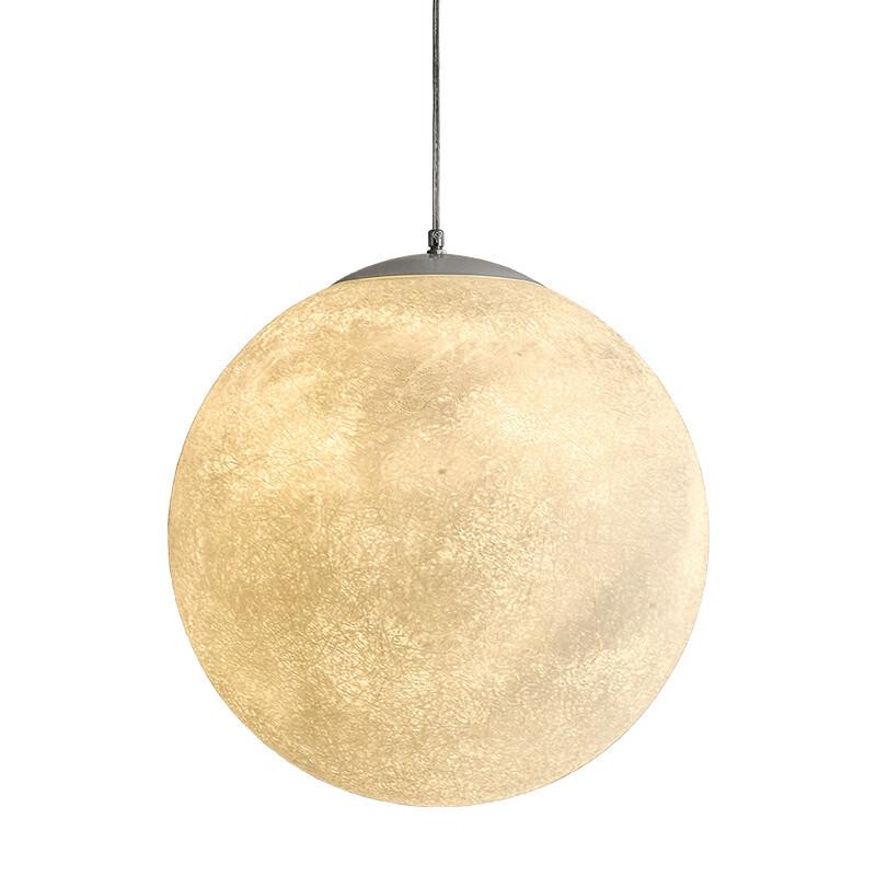 3D Moon Sphere Pendant Light with Three-Color Dimming
