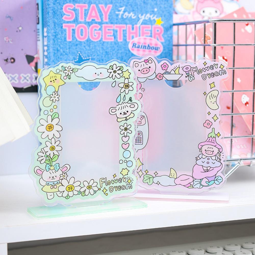 

3 inch Cartoon Poster Display Stand Card Holder Acrylic Card Display Stand Girls pig