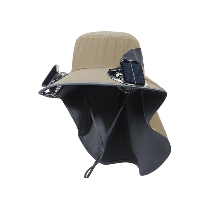 Solar Energy Charged Cooling Sun Hat Fan Breathable Mesh Construction Adjustable Fit Summer Activity Accessory