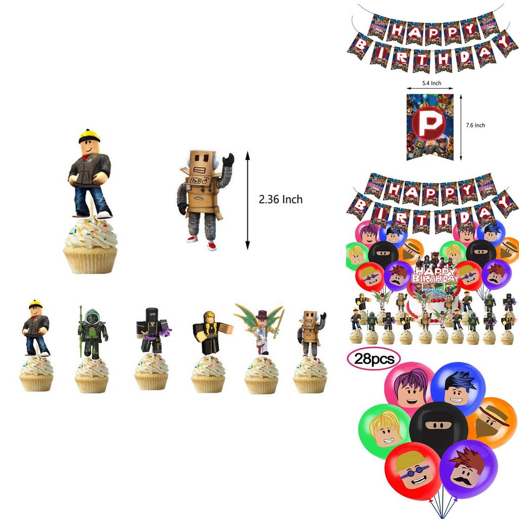 Roblox Kids Boys Birthday Party Supplies Elegant Banner Balloon Cake Topper Set