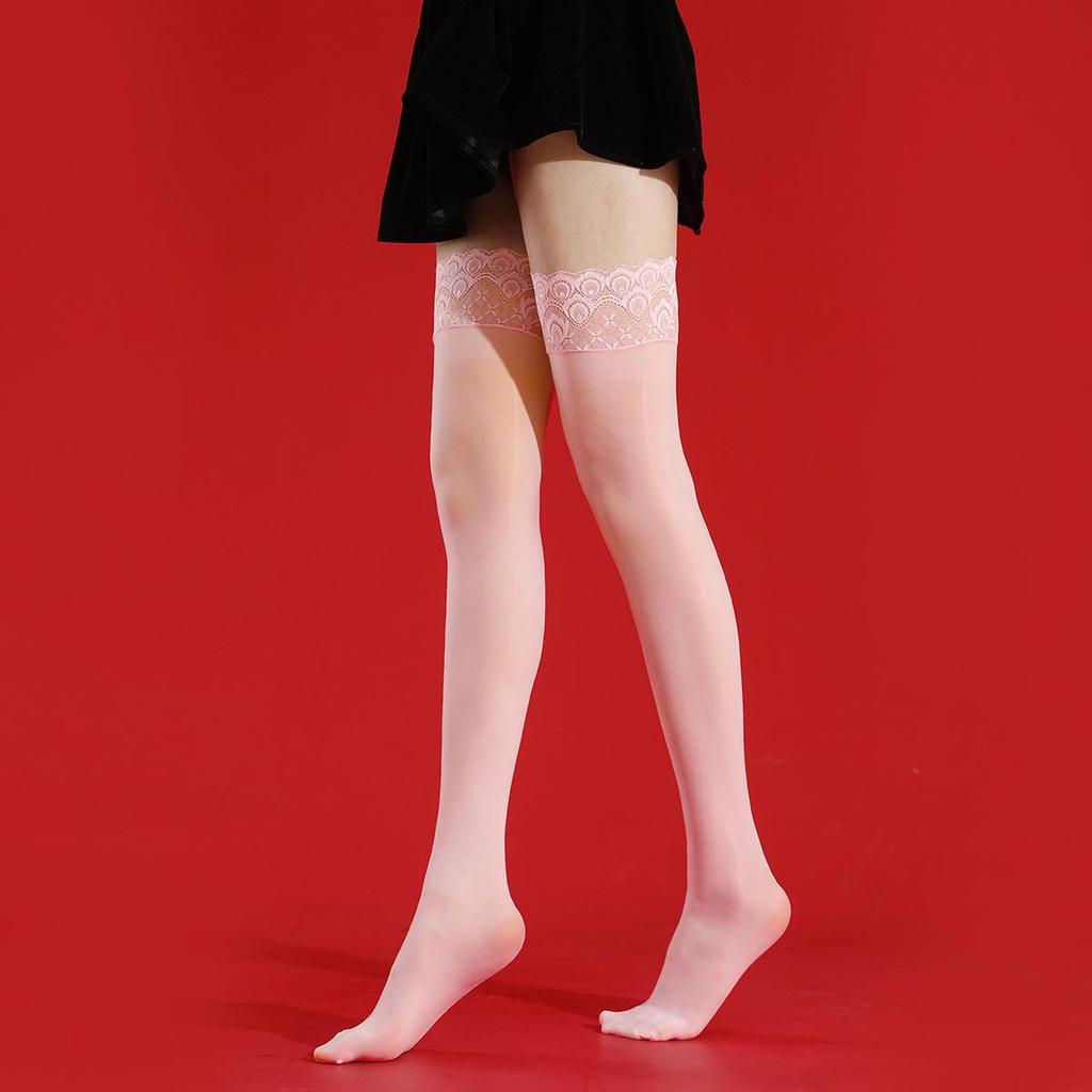 Aurora Black Silk Non-slip Lace Over-the-Knee Shiny Stockings