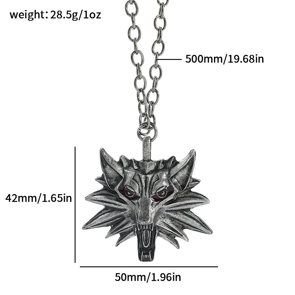 Retro Fashion Wolf Head Pendant Necklace - Gothic Witcher Inspired Link Chain Jewelry for Men And Women Fantasy Gift
