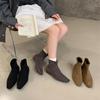 2025 New Autumn and Winter Pointed Flat-bottomed Short Boots Women's Suede Thin Boots Versatile Elastic Boots Versatile Short Boots Women