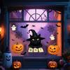 Halloween Glass Stickers Cute Black Cat Window Clings, Pumpkin Ghost Bat Spider Easy Apply Clings Decals, Non-Adhesive for Door Party Holiday