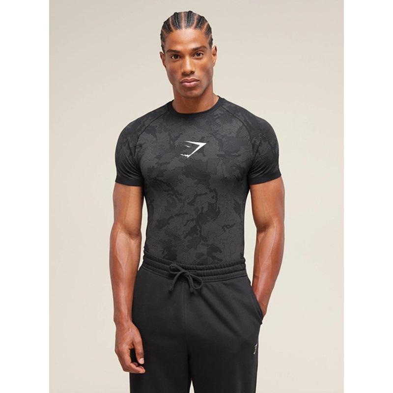 Herren Schnelltrocknendes Atmungsaktives Slim-Fit Sport-T-Shirt mit Kühleffekt und Lässigem Print