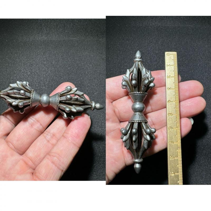 Rituale Tibetano Vajra Demone Sottomettitore Tesoro Tantrico Pestello Oggetto Portatile Bancarella Antiquariato Piccolo Rame Feng Shui Orn