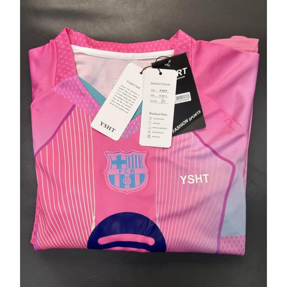 Kids Sports Gear Barcelona Yamal Football Jersey Set YSHT Polyester 160-170cm Pink