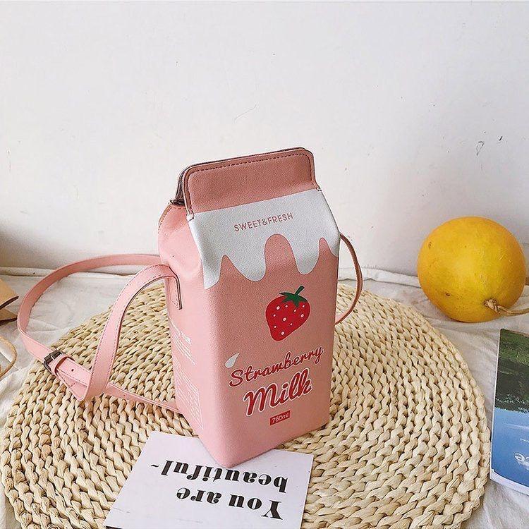 

Portable Women Funny Milk Box Shape Shoulder Bag Phone Crossbody Pouch Female Crossbody Bag Daily Shoulder Bag Ladies Bags
