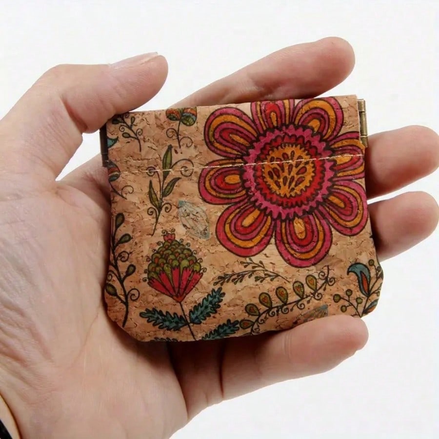 Floral Print Women Wallet Key Bag Cute Pouch Kiss Lock Lightweight Small Wallet Cute Bag Suitable For Daily Casual Suitable For Keys Earphones Storage