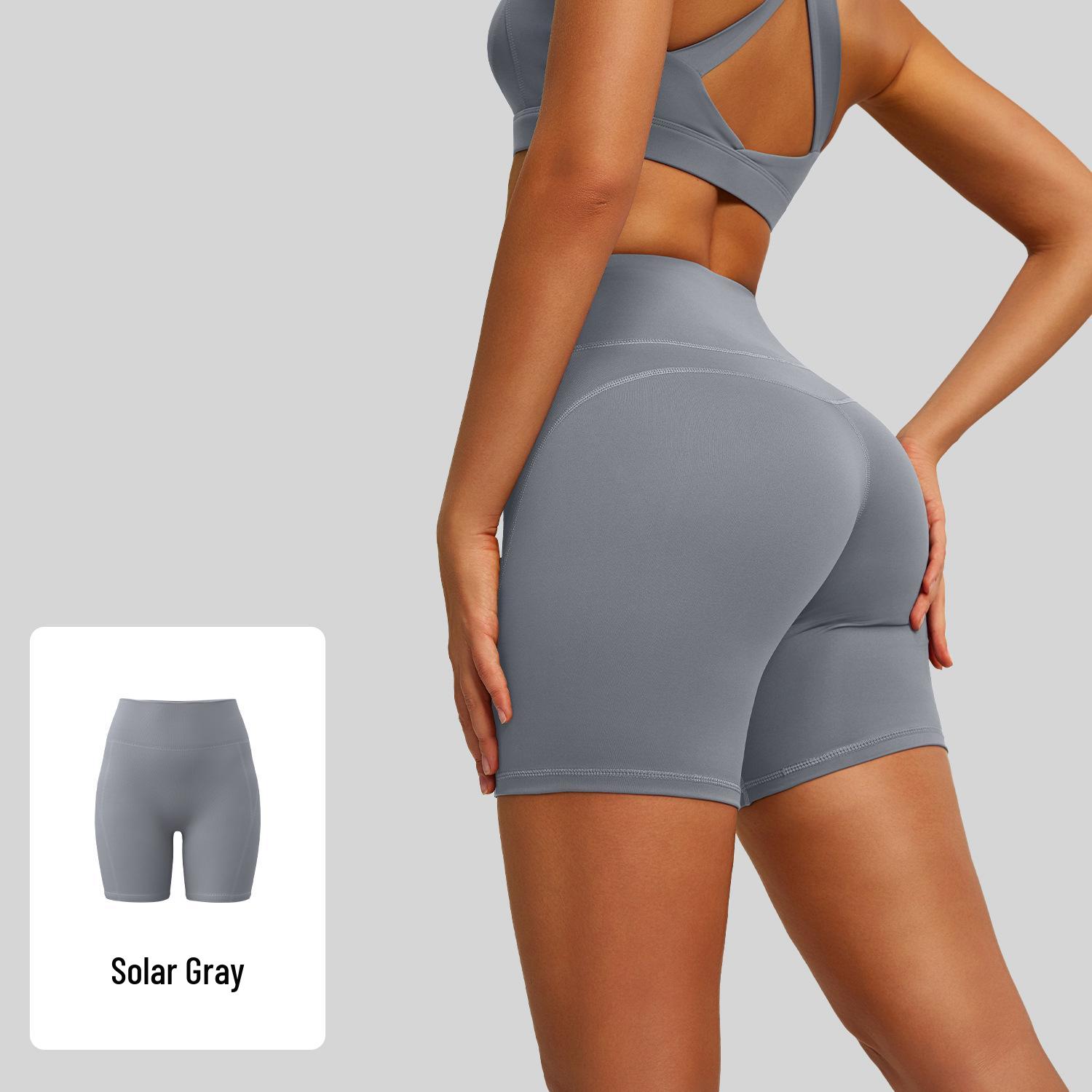 

Women s High-Waisted Double-Sided Nylon Yoga Shorts with Tummy Control and Peach-Lift Medium