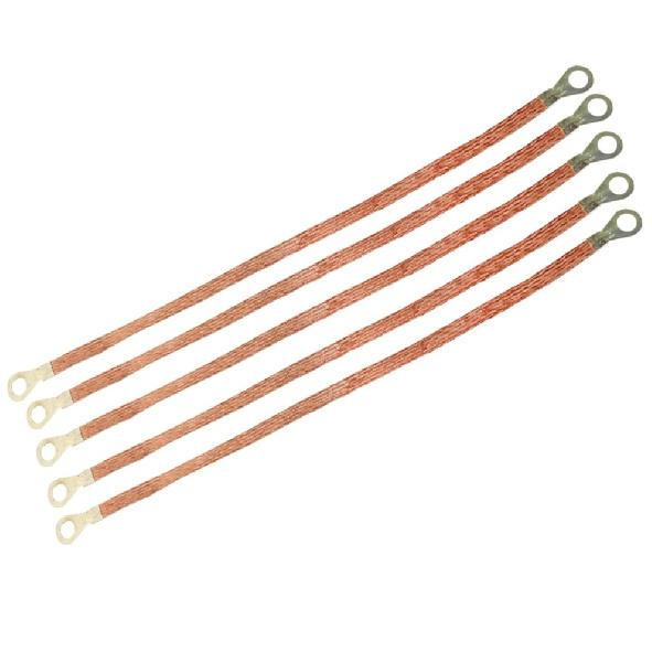 5*Automotive Copper Braided Cable Engine Ground Strap Universal For Cars Trucks