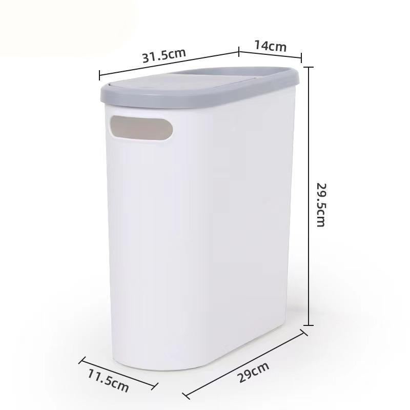 10L Press Can-Type Bathroom Trash Can - Space-Saving Gap Design, Sleek Garbage Bin with Lid - Essential Home Cleaning Tool