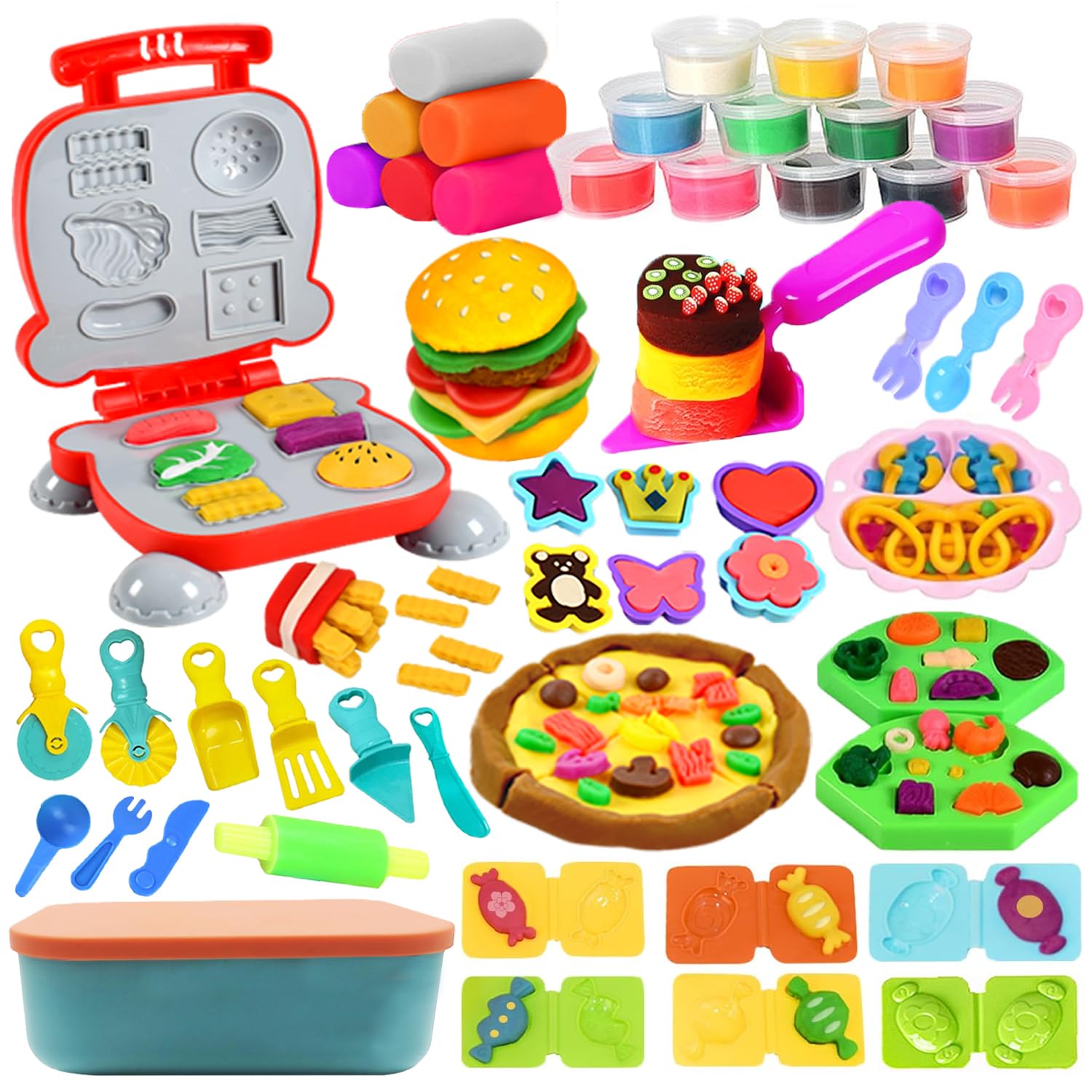 

Funk Doggie Wheat Clay, 18-Piece Set, 66-Piece Clay Toy Set, Food Molds, Clay Tools, Hamburgers, Pizza, Sweets, Pretend Play Set, Christmas Gift