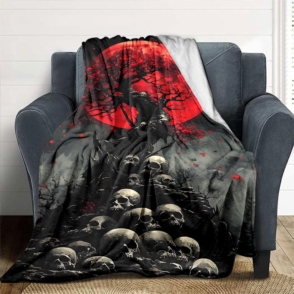 1pc Moonlit, Cemetery Soft Warm Throw Blanket Nap Blanket For Couch Sofa Office Bed Camping Travel,Comfortable