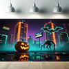 Sci-fi Style-Jack-o'-lantern,Bats,Ghost Design-Halloween Backdrop Banner for Photo Booth,Indoor/Outdoor,Event Party,Holiday
