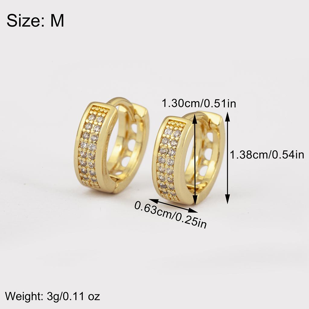 Nidin Hot Sale Round Hollow Design Hoop Earrings For Women Double Layer Shiny Crystal Zircon Fashion Versatile Ear Jewelry Gifts