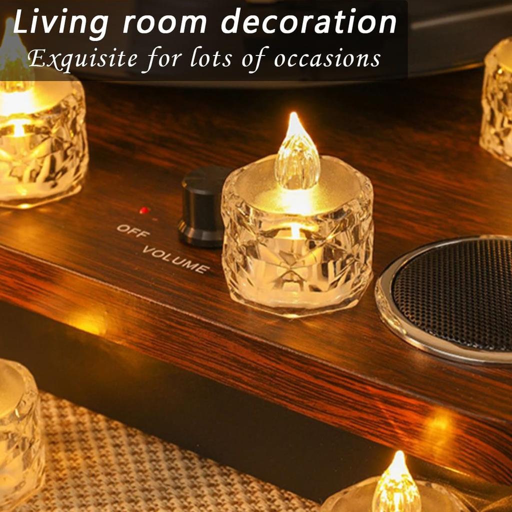 4/8/16Pcs Flameless LED Light Candles Crystal Candle Transparent Electronic Night Lamp for Wedding Valentine's Day Party 2030