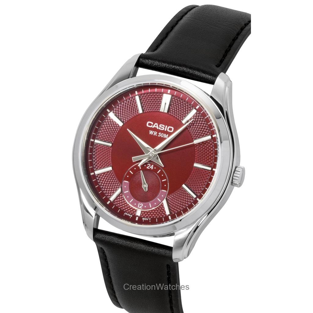 Casio Reloj de Hombre MTP-B315L-4AV Cuarzo Correa de Cuero Analógico Esfera Roja