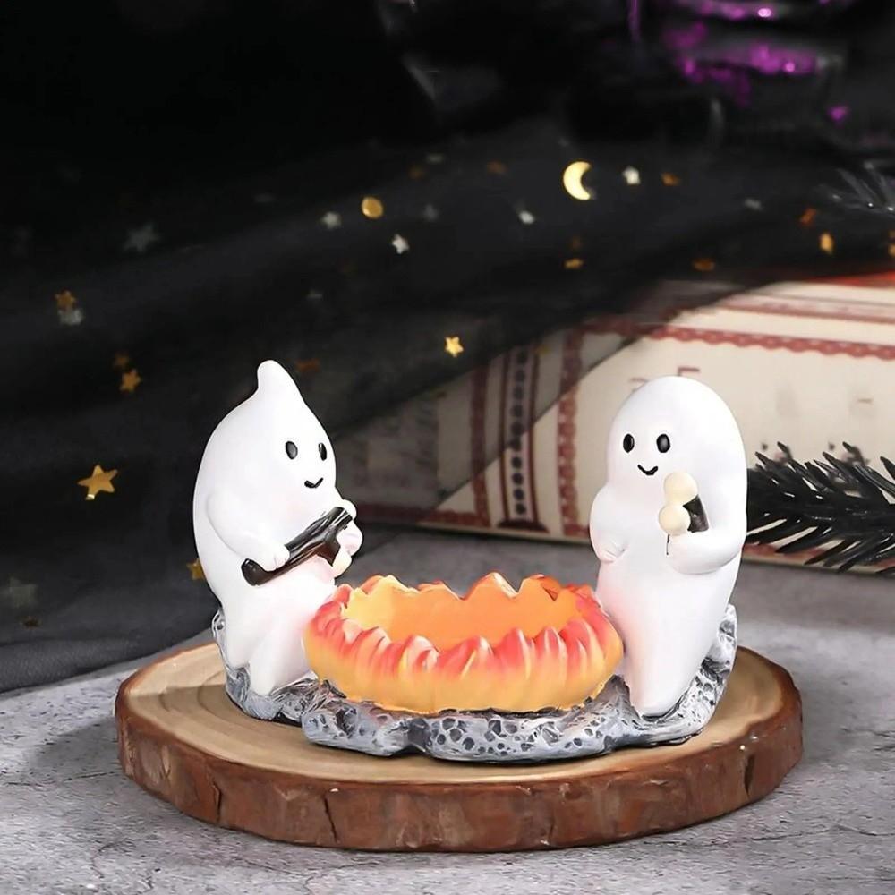 Home Decoration Cartoon Halloween Candle Holder Vintage Decorative Ghost Candlestick Resin Desktop Ornament Party Supplies
