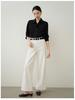 Women's Acetate Satin Long Sleeve Shirt - 2025 Spring & Autumn Petite Collection, French-Inspired High-End Design