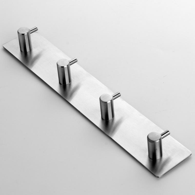 Manufacturer Cross-border Special Supply Strong Sticky Hook 304 Stainless Steel Door Metal Kitchen Seamless Hanging Four Hooks Individual