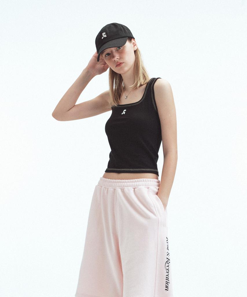 REST&RECREATION Raw-Edge Logo Cap - Black