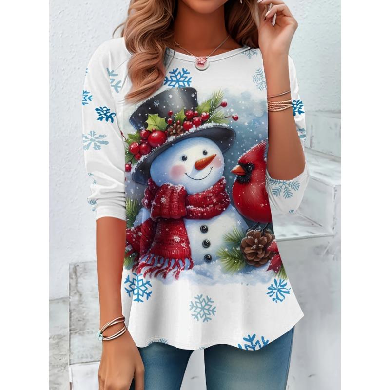 

Женская толстовка с 3D-принтами на рождественскую тематику, кавайная графика, футболка с длинным рукавом, повседневная свободная футболка с круглым вырезом, топы с длинными рукавами XL