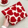 Heart Cosmetic Pouch Handheld Lipstick Storage Case Portable Makeup Bag Fashionable Red Corduroy Makeup Bag For Makeup Daily