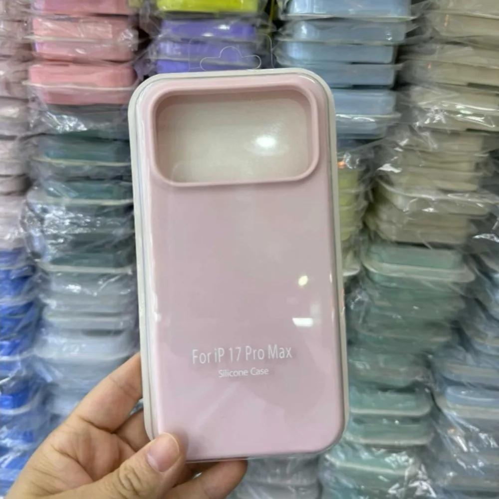 Kamera-Knopfschutz Mode Süßigkeit Reine Farbe Glatte Haptik Hülle für IPhone 17 Pro Max Air 16E 15 Plus Original Flüssigsilikon Rutschfeste Weiche Abdeckung